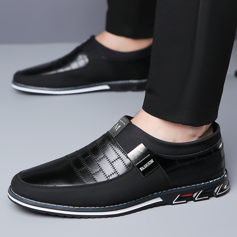 Plus Size Men Fashion Contrast Leather Shoes