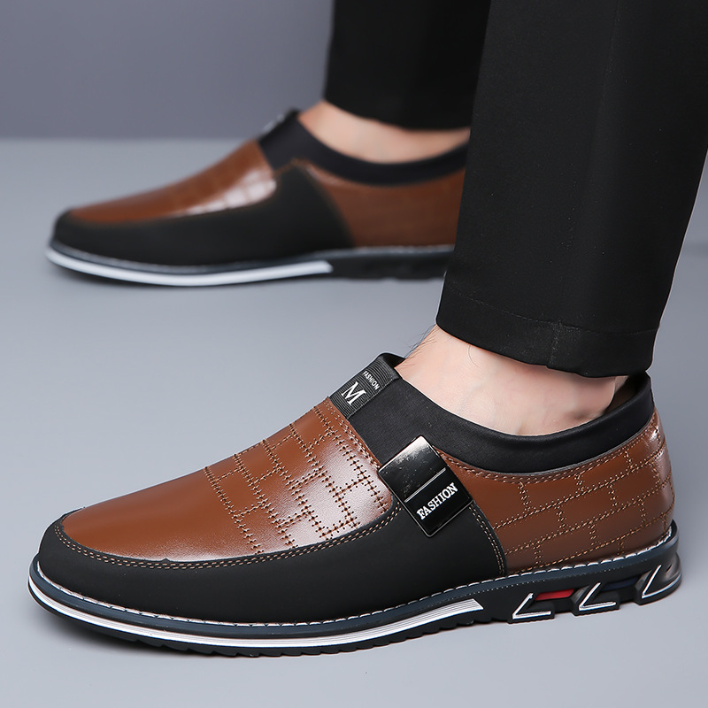 Plus Size Men Fashion Contrast Leather Shoes