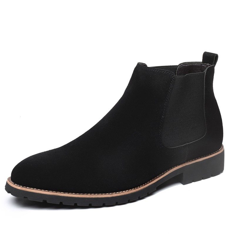 Men Fashion Plus Size Solid Color High-Top Leather Boots