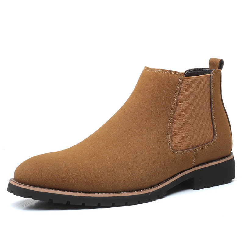 Men Fashion Plus Size Solid Color High-Top Leather Boots