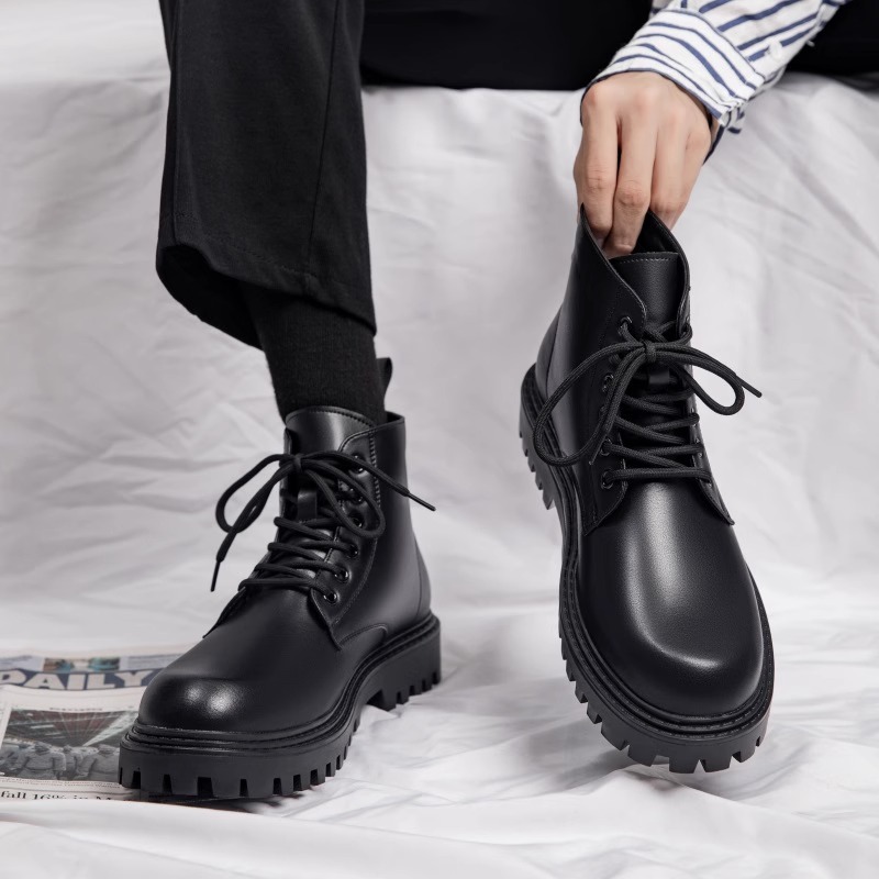 Men Fashion Casual British Style Thick-Soled Lace-Up Combat Boots