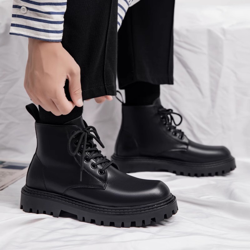 Men Fashion Casual British Style Thick-Soled Lace-Up Combat Boots