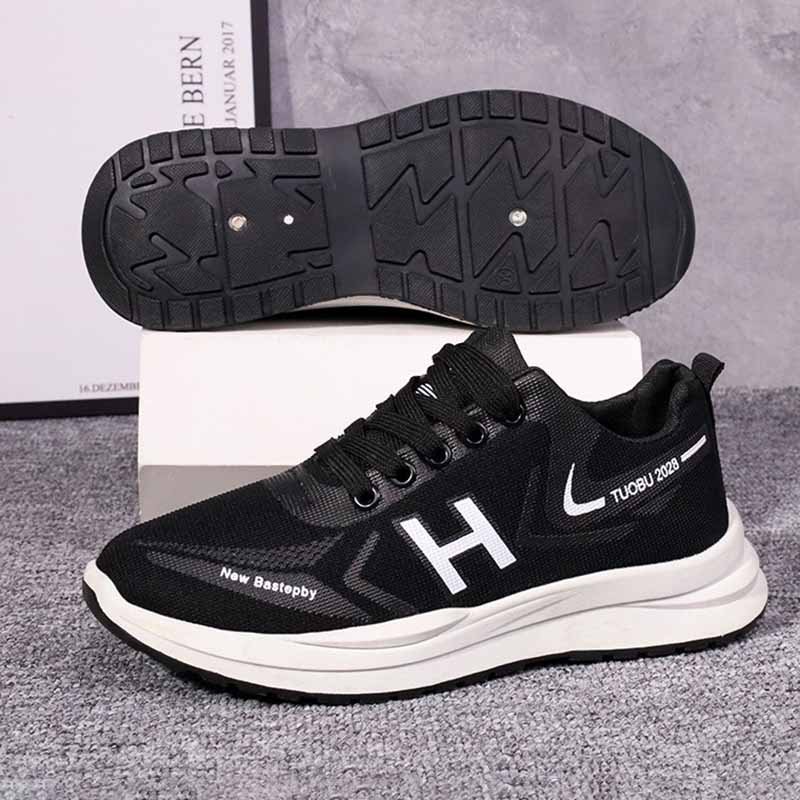 Men Fashion Casual Sports Mesh Alphabet Lace-Up Thick-Soled Sneakers