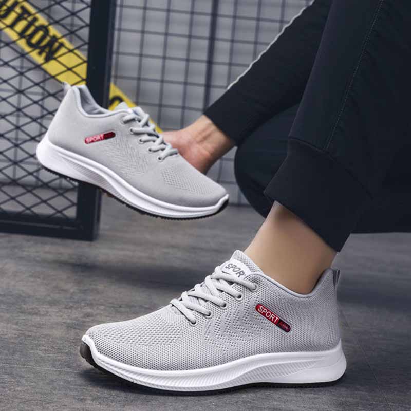 Men Fashion Casual Sports Mesh Lace-Up Thick-Soled Sneakers