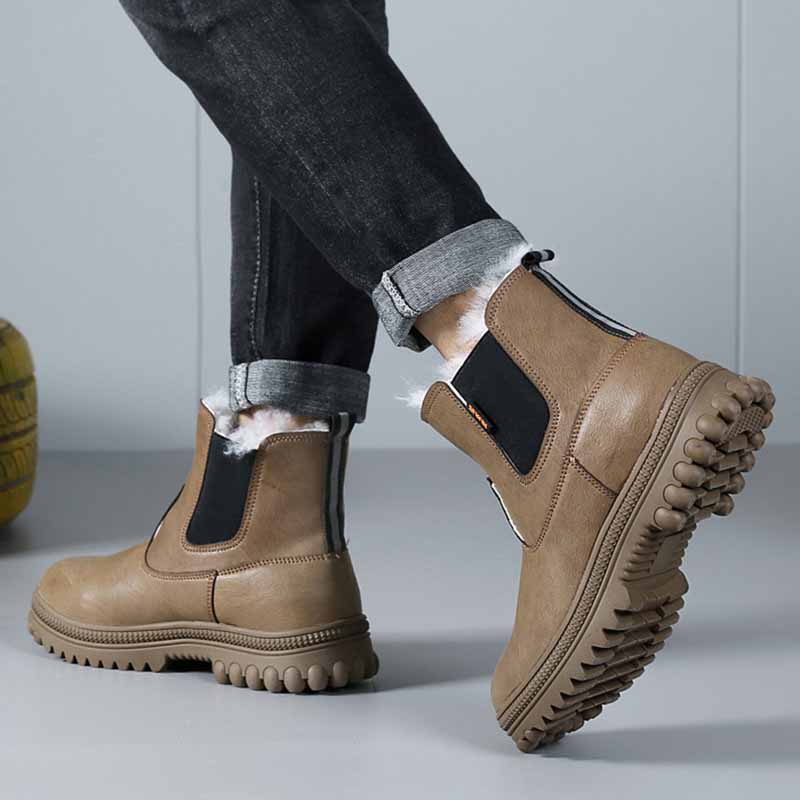 Men Winter Fashion Leisure Sports Fleece Slip On Thick-Soled Snow Boots