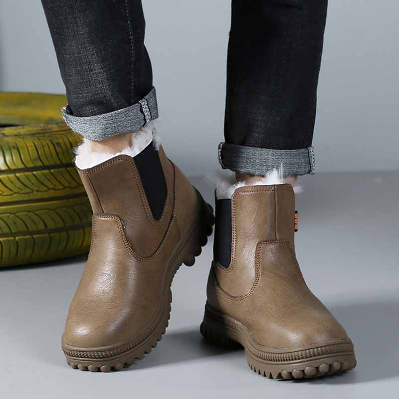 Men Winter Fashion Leisure Sports Fleece Slip On Thick-Soled Snow Boots